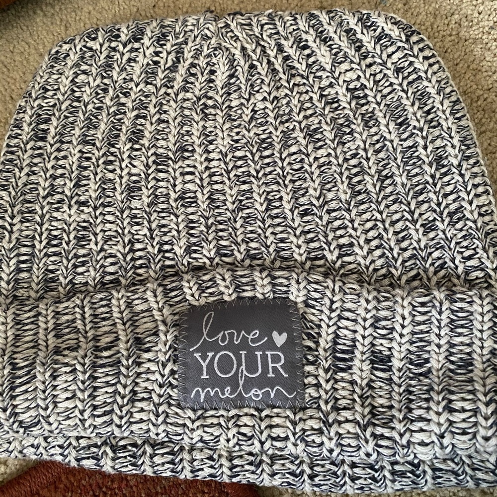 Navy and white Love Your Melon beanie
